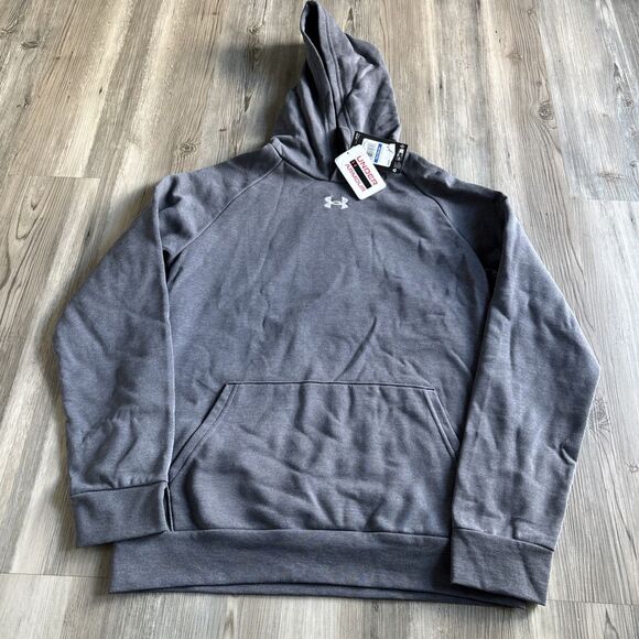 NWT Under Armour Boys' Rival Fleece Hoodie Castlerock Light Heather YXL - Picture 4 of 6